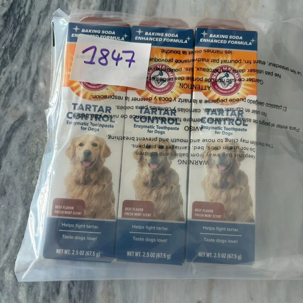 NEW Arm‎ & Hammer Tartar Control Enzymatic Toothpaste For Dogs 2.5 Oz Pack Of 3